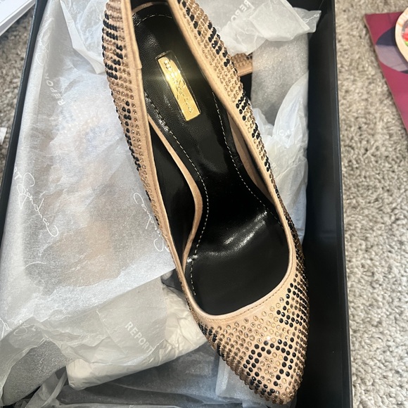 Report Signature Parker Gold Black Rhinestone Leopard Stiletto Heels Size 8.5 - Picture 4 of 5